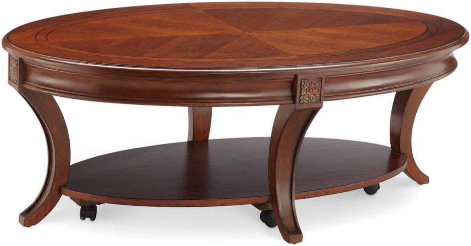 Magnussen Winslet Oval Cocktail Table with Casters, 18.5 x 50 x 30