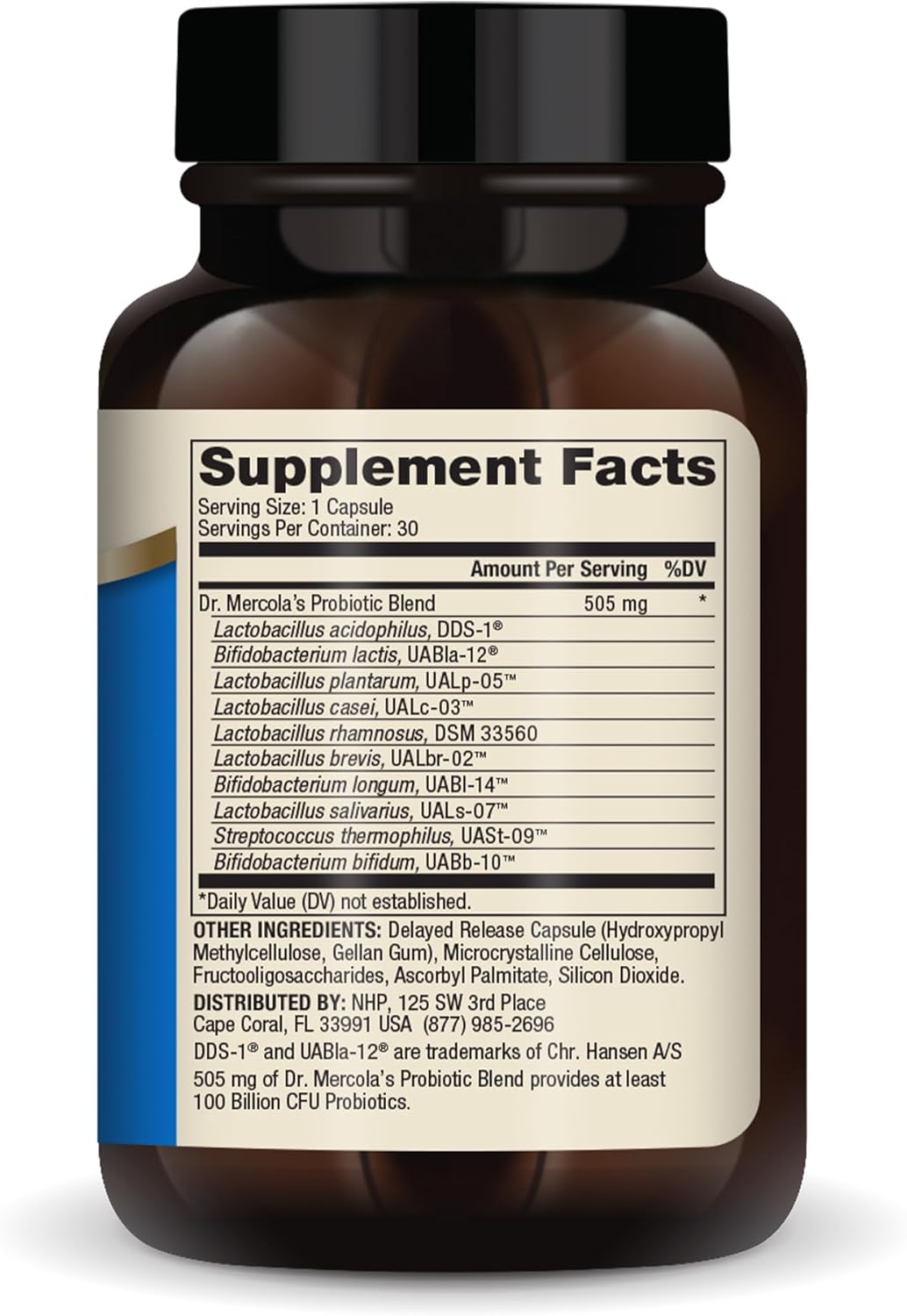 Dr. Mercola Complete Probiotics, 30 Servings (30 Capsules), 100 Billion CFU, Dietary Supplement, Digestive & Immune Support, Non-GMO