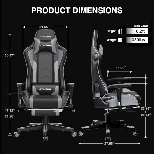 GTRACING Gaming Chair with Footrest Speakers Video Game Chair Bluetooth Music Heavy Duty Ergonomic Computer Office Desk Chair