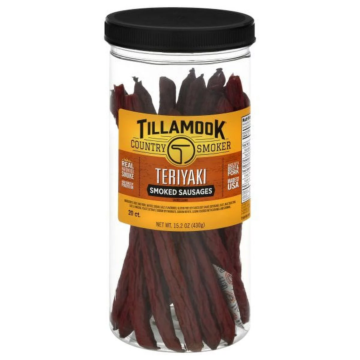 Tillamook Country Smoker - TERIYAKI BEEF STICK 20-Count .95 LBS-1 LBS Beef Jerky Meat Snack Camping Hiking