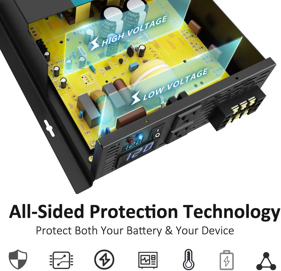 WZRELB Strong Driving Capacity 2500W 24VDC to 120VAC Pure Sine Wave Inverter Power Converter (RBP250024B1)