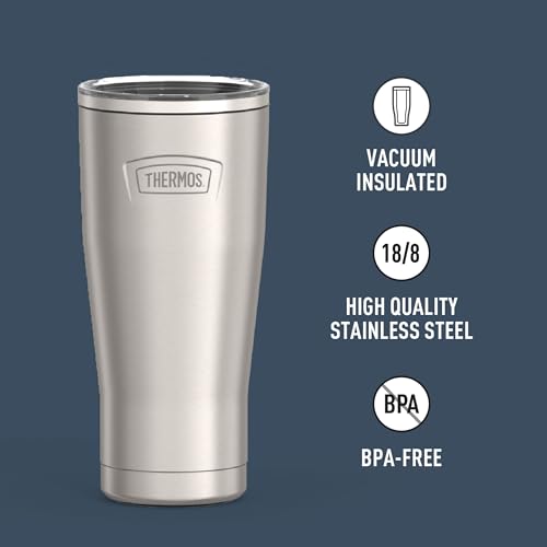 THERMOS ICON SERIES, Stainless Steel Cold Tumbler with Slide Lock, 24 Ounce, Sandstone