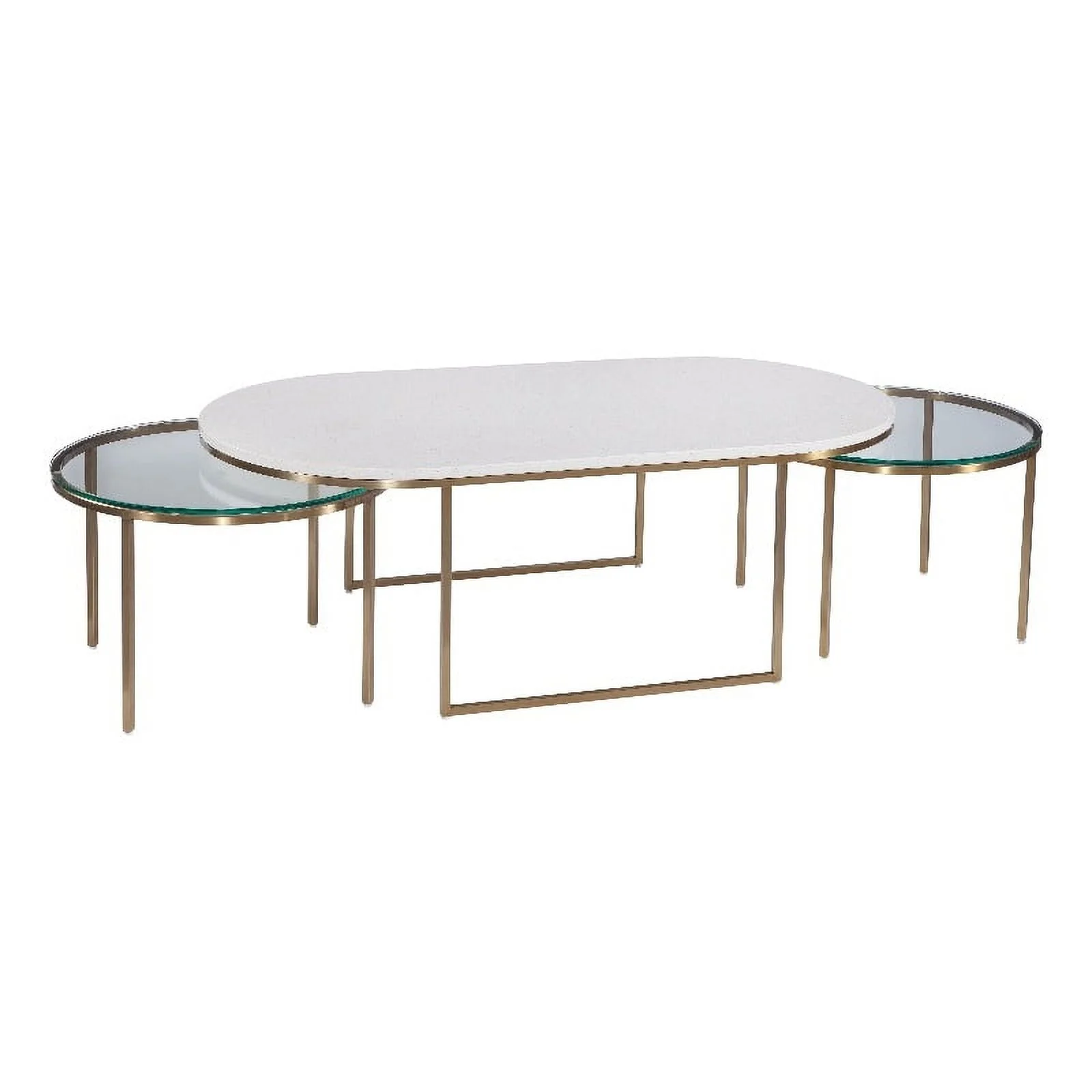 Thalia Nesting Cocktail Table in Gold Metal and White Terrazzo