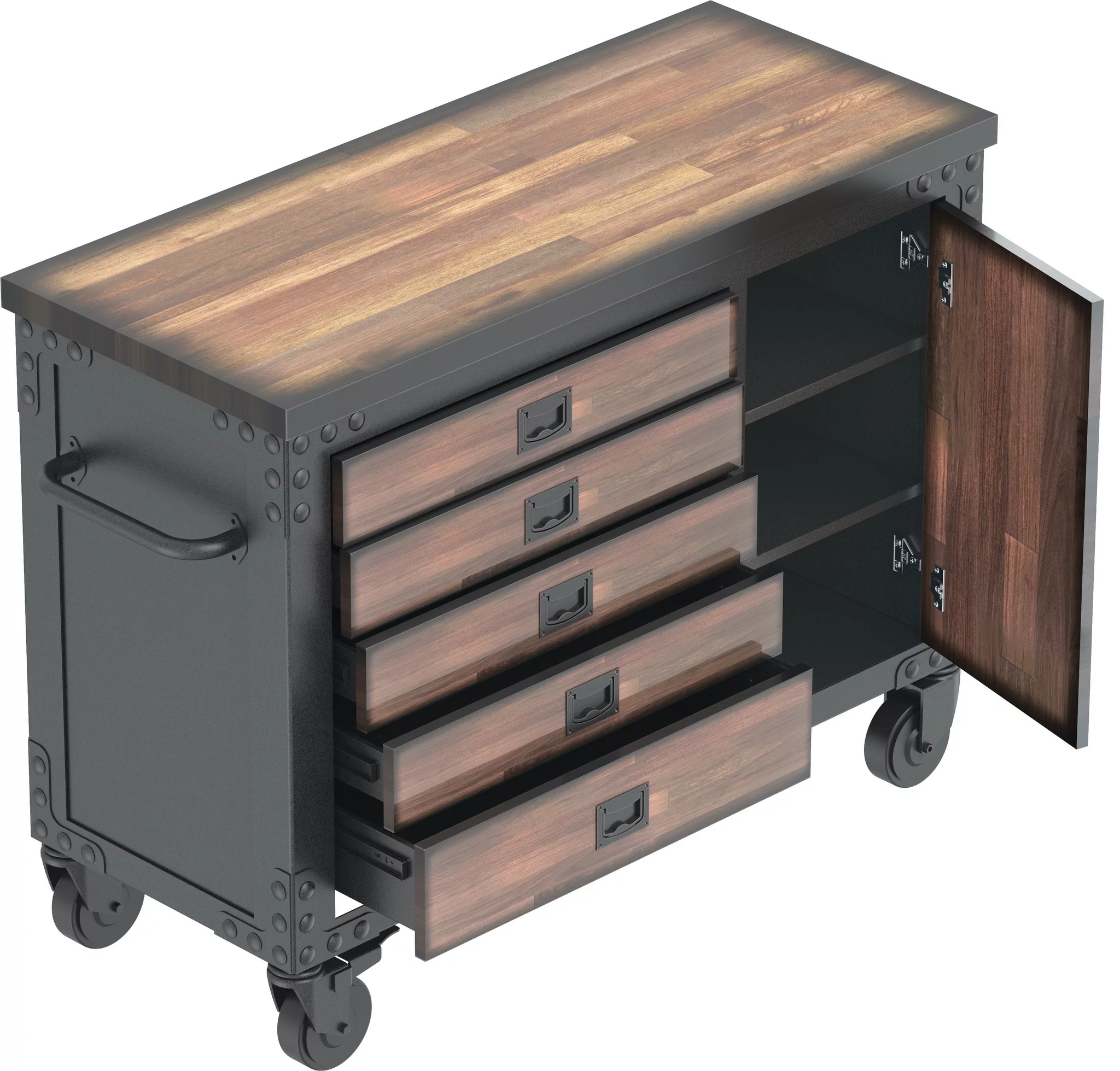 DuraMax 48 in. 5-Drawers Rolling Tool Chest with Wood Top