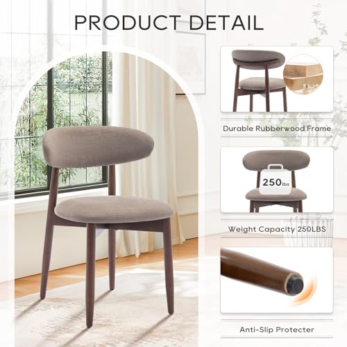 COLAMY Wooden Dining Chairs Set of 4, Modern Fabric Upholstered Dining Room Chair, Farmhouse Kitchen Chairs with Foot Pegs, Green