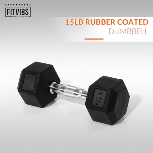 Hex Dumbbells Rubber Coated Hand Weights for Exercises and Fitness, Single