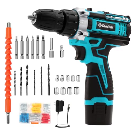 Cordless Drill Set - Power Drill Cordless Set Variable Speed, Electric Drill 18+1 Torque Setting, Cordless Drill Built-In Led Light, Level and 2 Driver Bits yellow