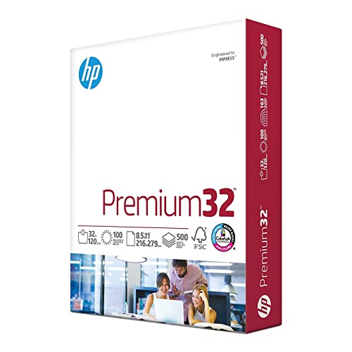 HP Paper Printer | 8.5 x 11 Paper | Premium 32 lb | 1 Ream - 500 Sheets | 100 Bright | Made in USA - FSC Certified | 113100R
