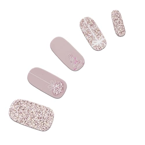 Dashing Diva Gloss Nail Strips - Santa Baby | UV Free, Chip Resistant, Long Lasting Gel Nail Stickers | Contains 32 Nail Wraps, 1 Prep Pad, 1 Nail File