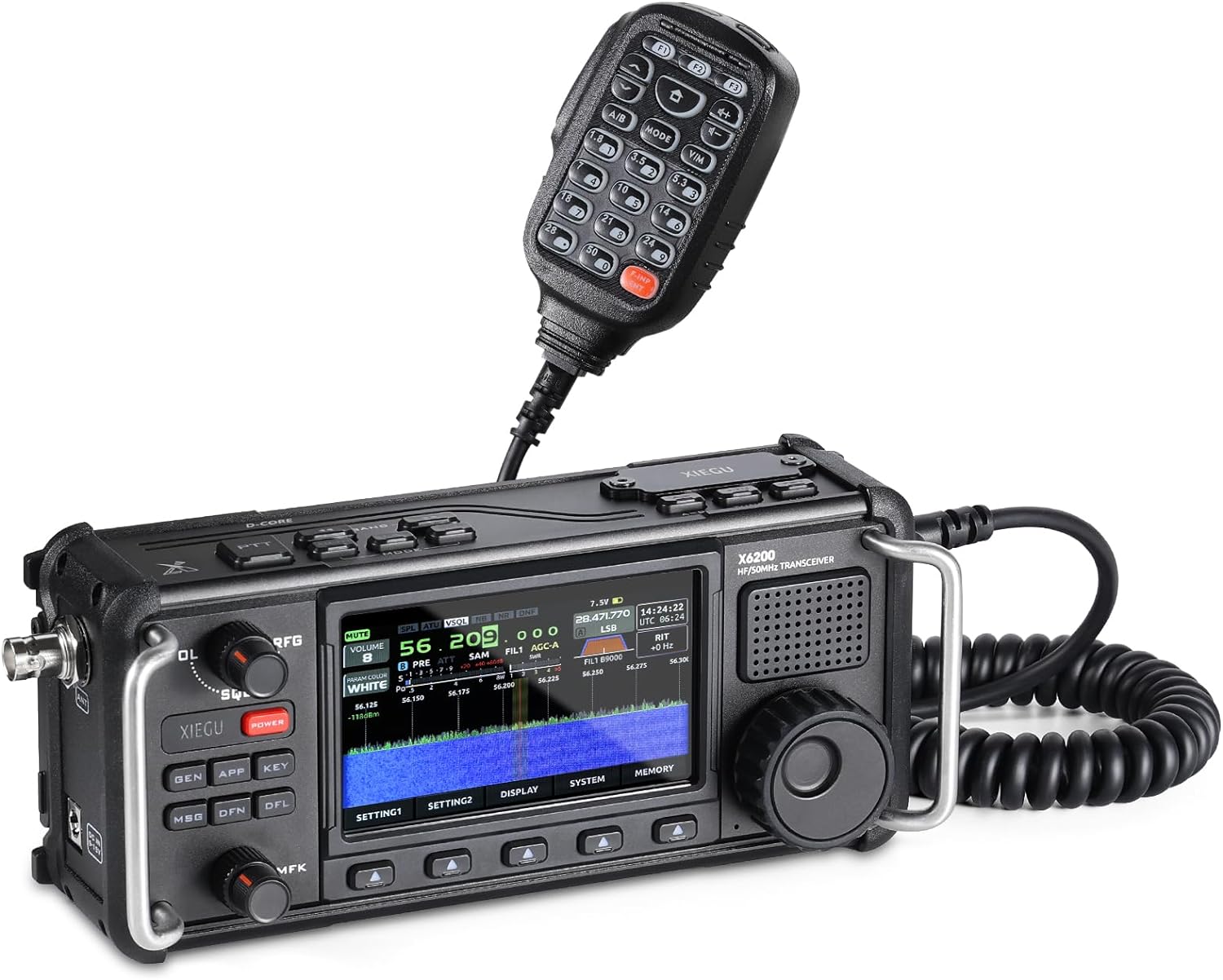 Xiegu X6200 HF Radio Transceiver, Portable HF/50MHz/WFM/AIR Receiver with RF Direct Sampling System, 3200mAh Replaceable Battery, 4 LCD Screen, Supports SSB/CW/AM/NFM/DIGI/WFM Modulations