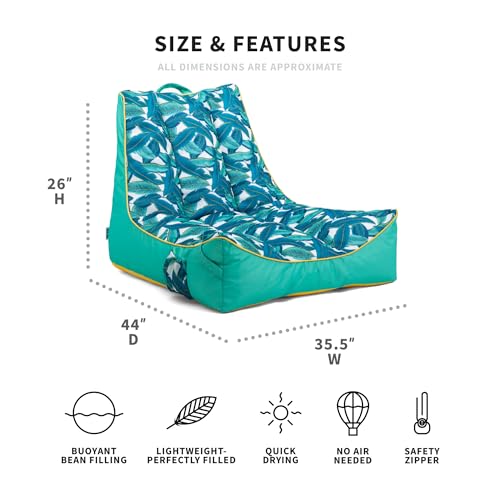 Big Joe Captain's Float No Inflation Needed Pool Lounger, Double Sided Mesh, Quick Draining Fabric