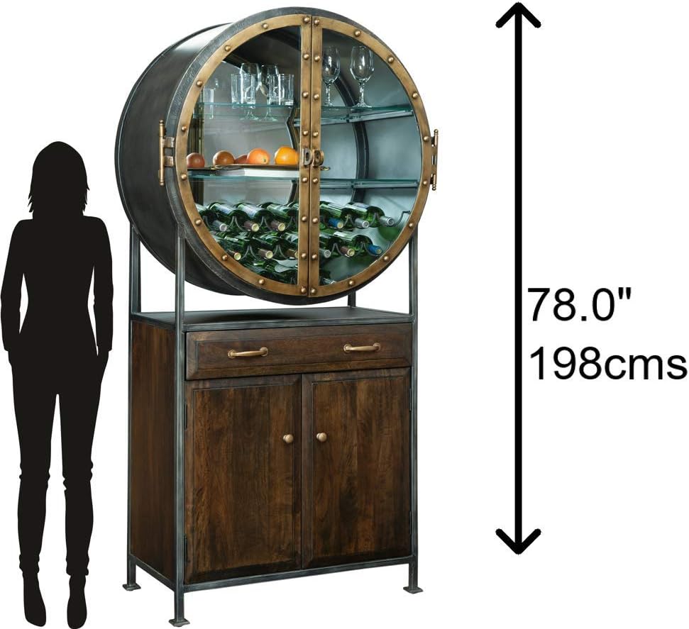 Howard Miller Rob Roy Wine & Bar Cabinet 695-236 – Distressed Display, Rustic Hardwood Storage Liquor Console & Rack