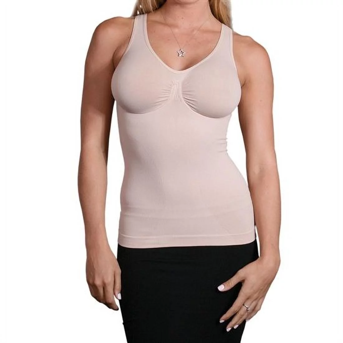 Aha Moment by n-fini 572 Women's Plus Shapewear Tank Top with Non-padded Wire-free Bra 3X/4X Nude