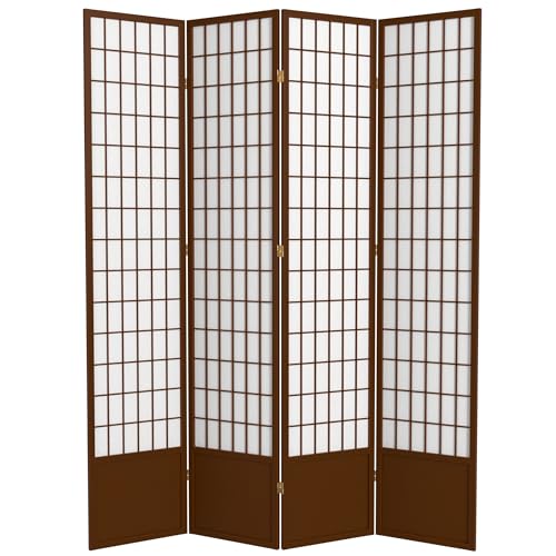 Red Lantern 7 ft. Tall Window Pane Shoji Screen-White-3 Panels Room Divider