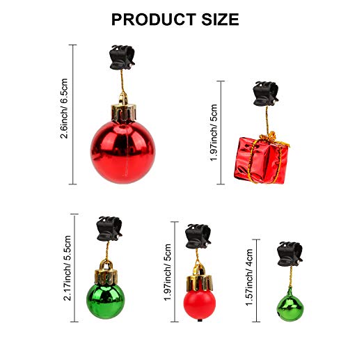 Konsait 20pcs Beard Ornaments Christmas Light Up Facial Hair Baubles Jingle Bells Beard Clips Beard Bulbs for Ugly Sweater Party Christmas Office Social Events New Year Festival Gift Christmas Decor