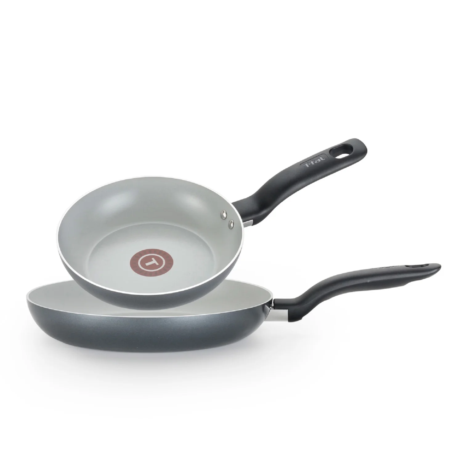 T-fal Initiatives Ceramic Cookware, 2 Piece Fry Pan Set, 8.5 & 10.5 inch, Black, G917S264