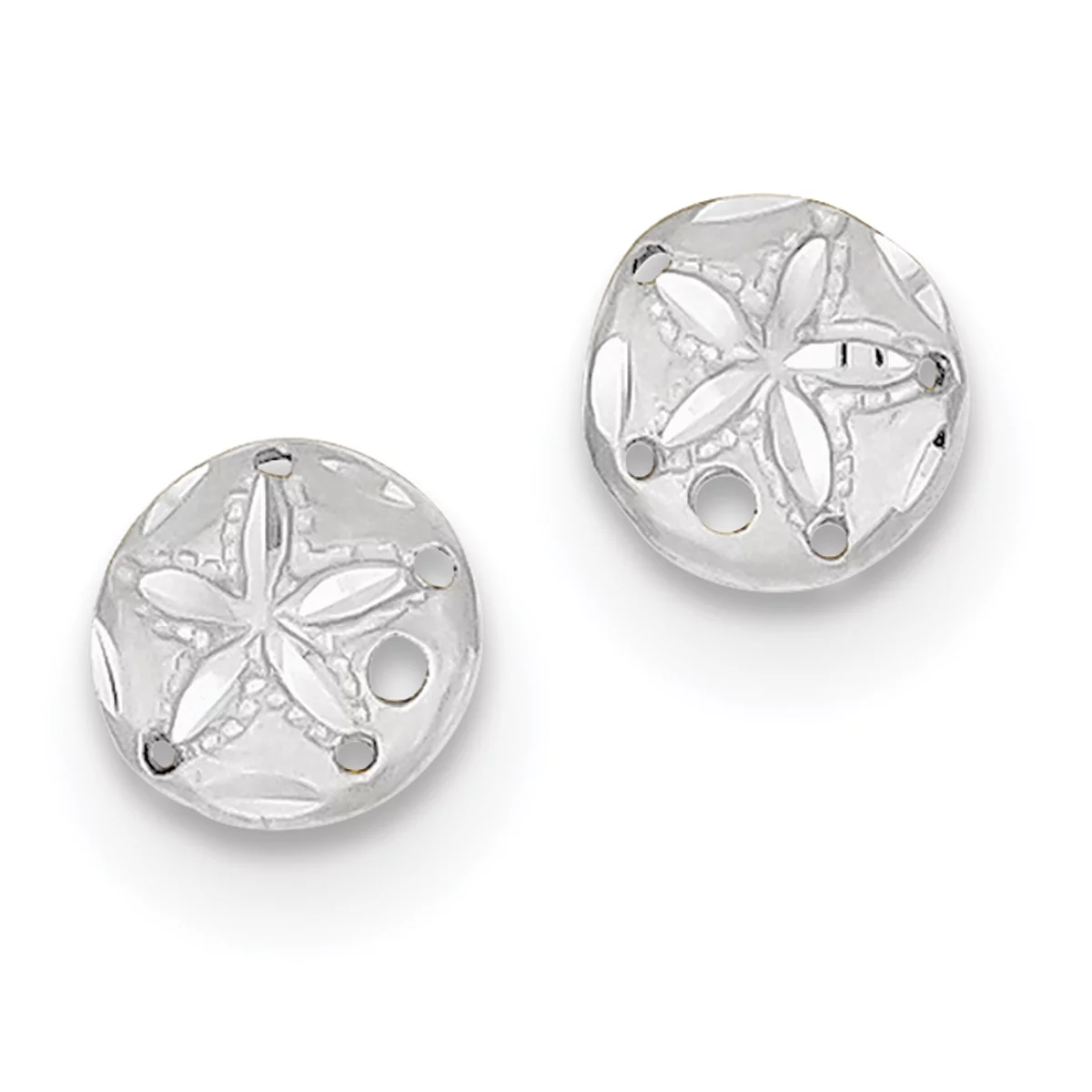 Primal Gold 14 Karat White Gold Diamond-cut Sand Dollar Earrings