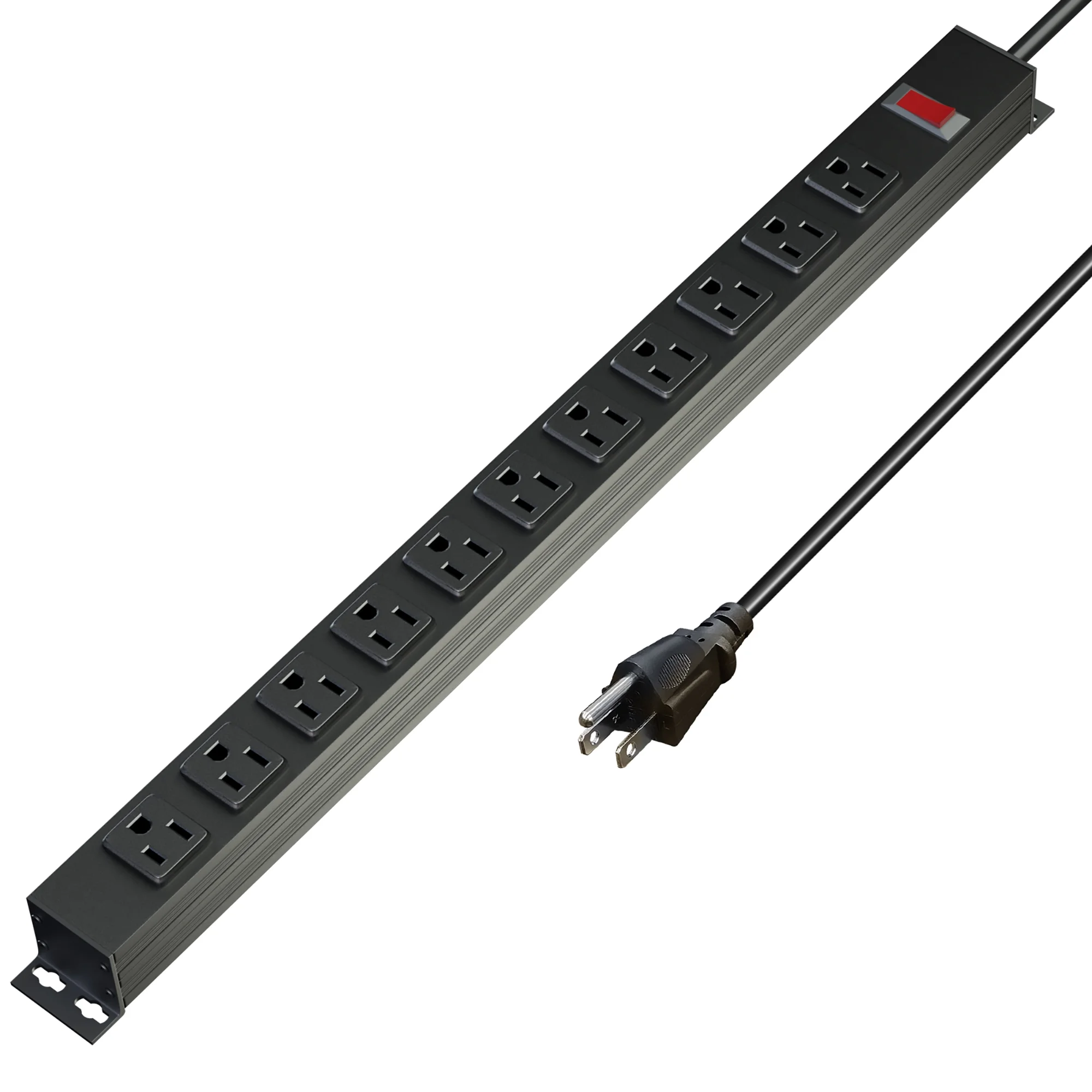 11 Outlets Power Strip, Surge Protector Power Strip, Outdoor Rainproof Shockproof Outlet, 1875W Overload Protection for 6FT Power Cord (Black)