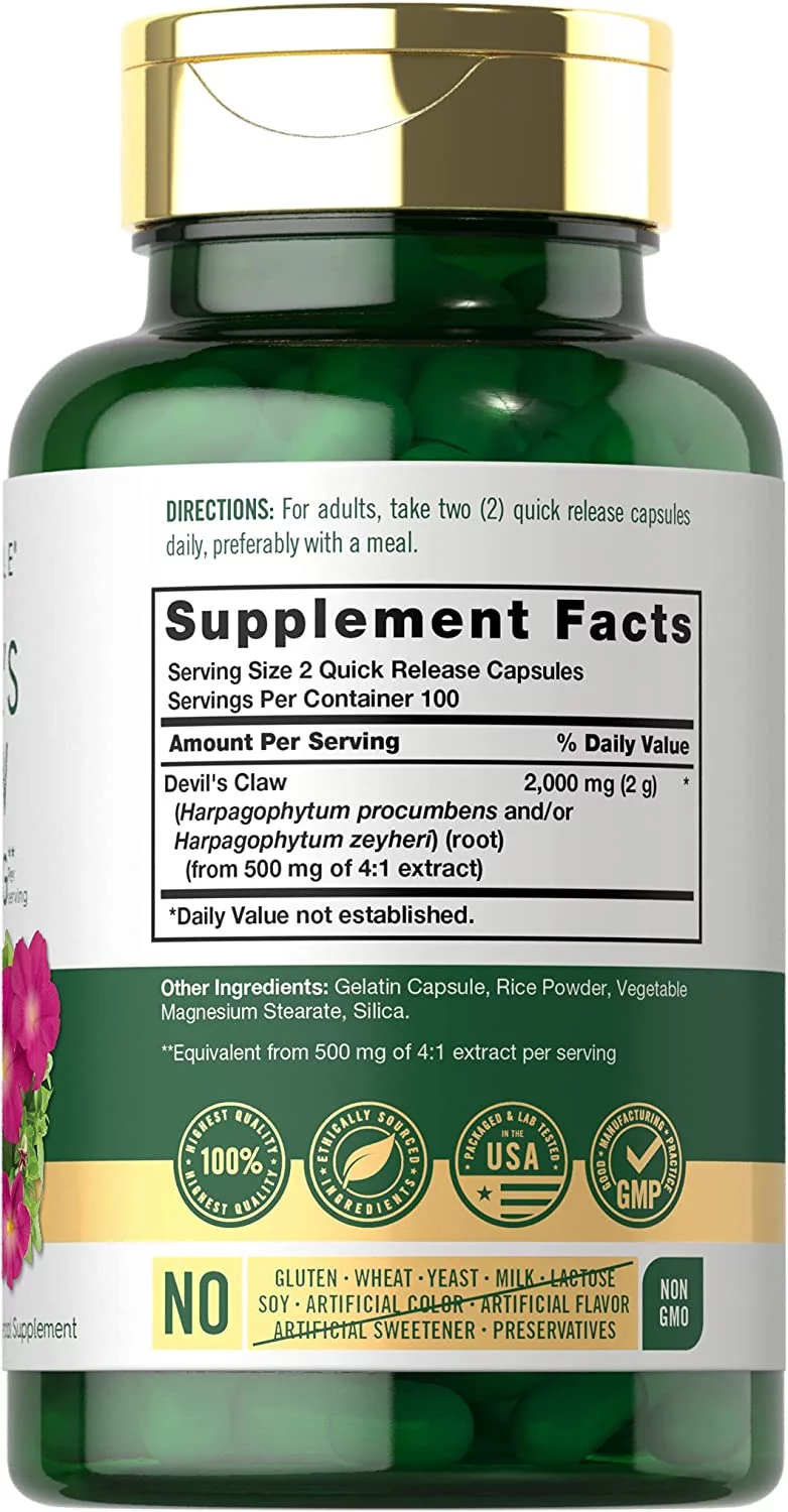 Devils Claw 2000mg | 200 Capsules | Concentrated Root Extract | by Carlyle