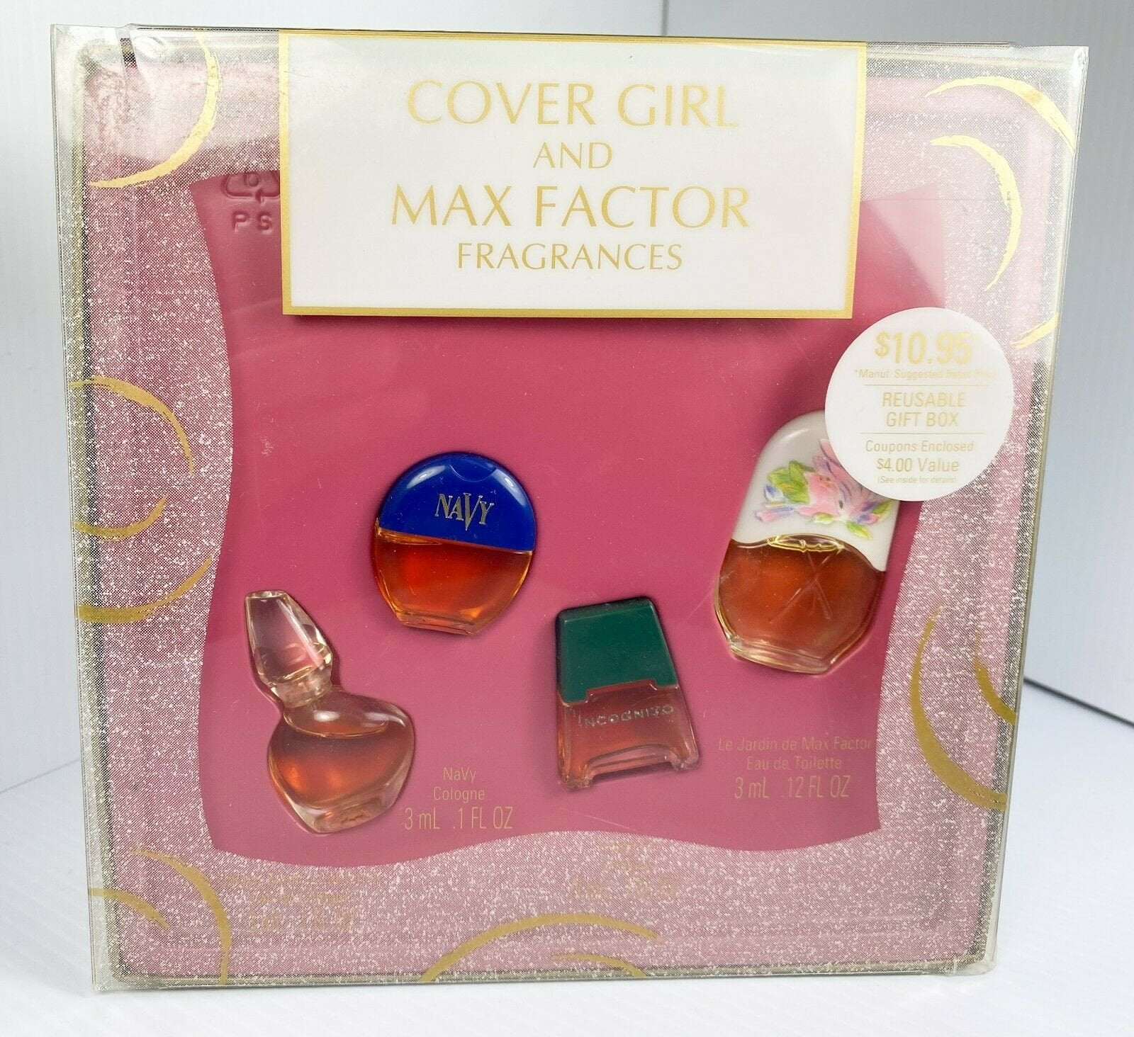 COVER GIRL/MAX FACTOR Fragrance Mini Set- Jaclyn Smith,Navy, Incognito,Le Jardin