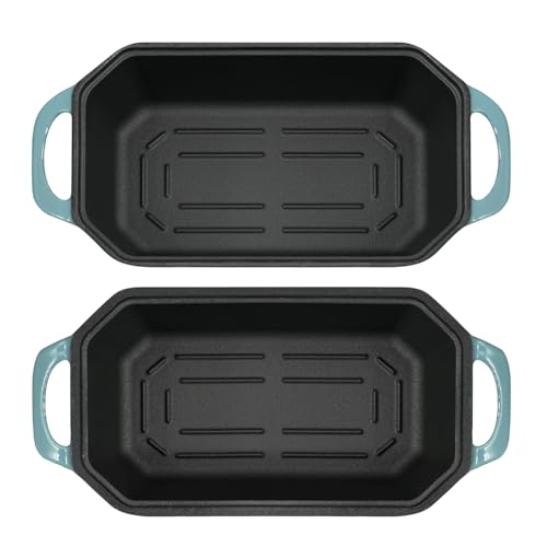 Bread Pan Cast Iron Loaf Pan with Lid Bread Loaf Pan 9x5 Inch Loaf Pan Enameled Cast Iron Sourdough Loaf Pan, DarkCyan