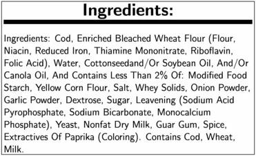 King and Prince Mrs.Fridays Gourmet Cod Fillet - 3 to 4 Ounce, 10 Pound 1 each.