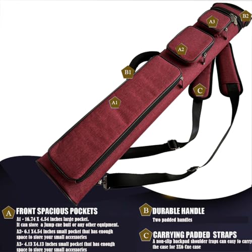 Champion 2X4,3x6 Nylon/Leatherette Billiard Pool Cue Stick Hard Carrying Case 4S2B, 6S3B