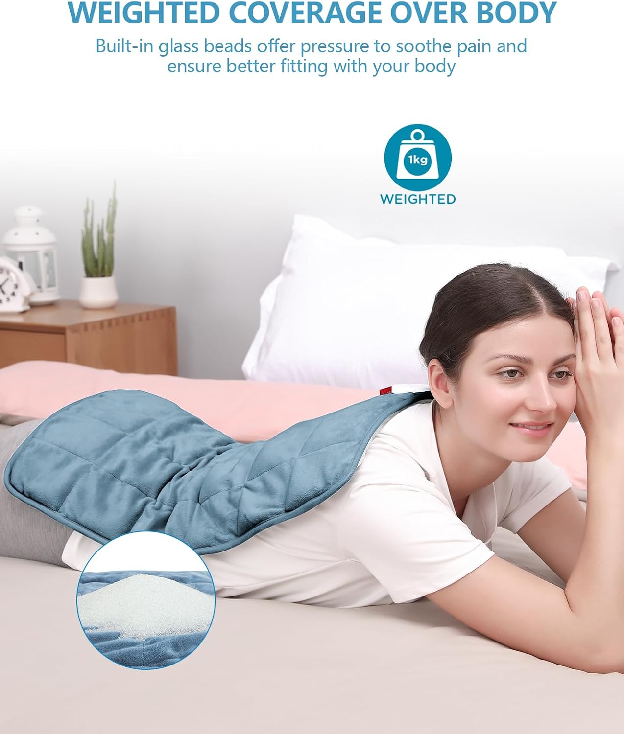 Comfytemp Full Weighted Heating Pad for Back Pain & Cramps Relief, 2.2lb Electric Heating Pad for Neck and Shoulders, Moist & Dry Heat Therapy with Auto Off, Stay On, 12x24