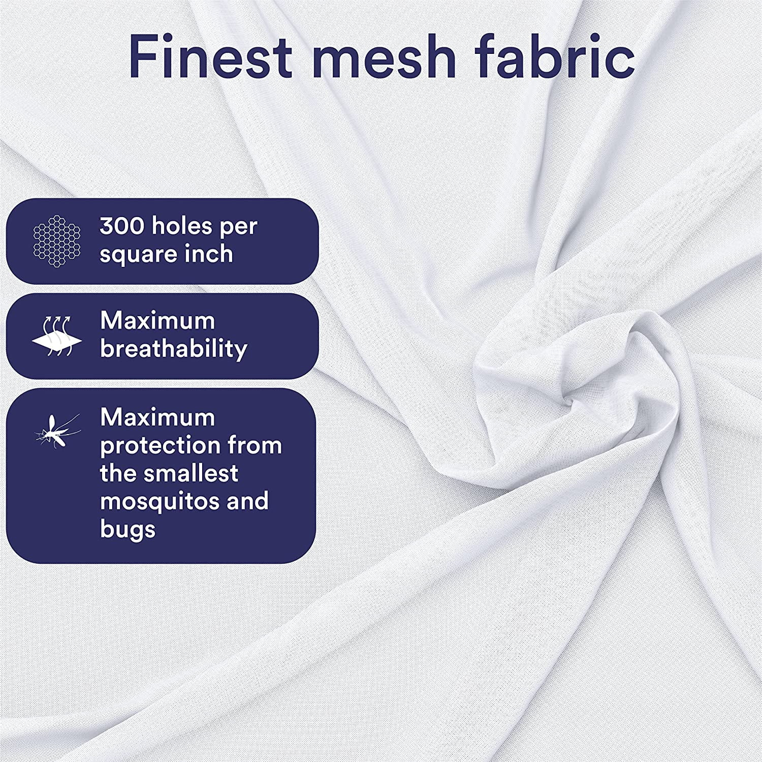 Even Naturals Luxury Mosquito Net Bed Canopy, Ultra Large Bug Net: Single to King Size, Quick Easy Installation, Finest Holes: Mesh 380, Curtain Netting, 2 Entries, Storage Bag, No Chemicals Added