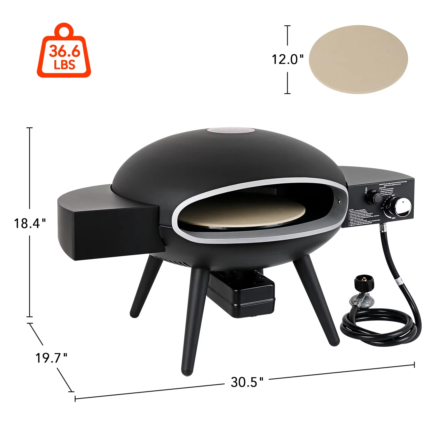 Touch-Rich Portable Outdoor Gas Pizza Oven Gas Fired Pizza Oven Maker with Stainless Steel Pizza Grill, Recipe For Authentic Stone Baked Pizzas For Foodparty