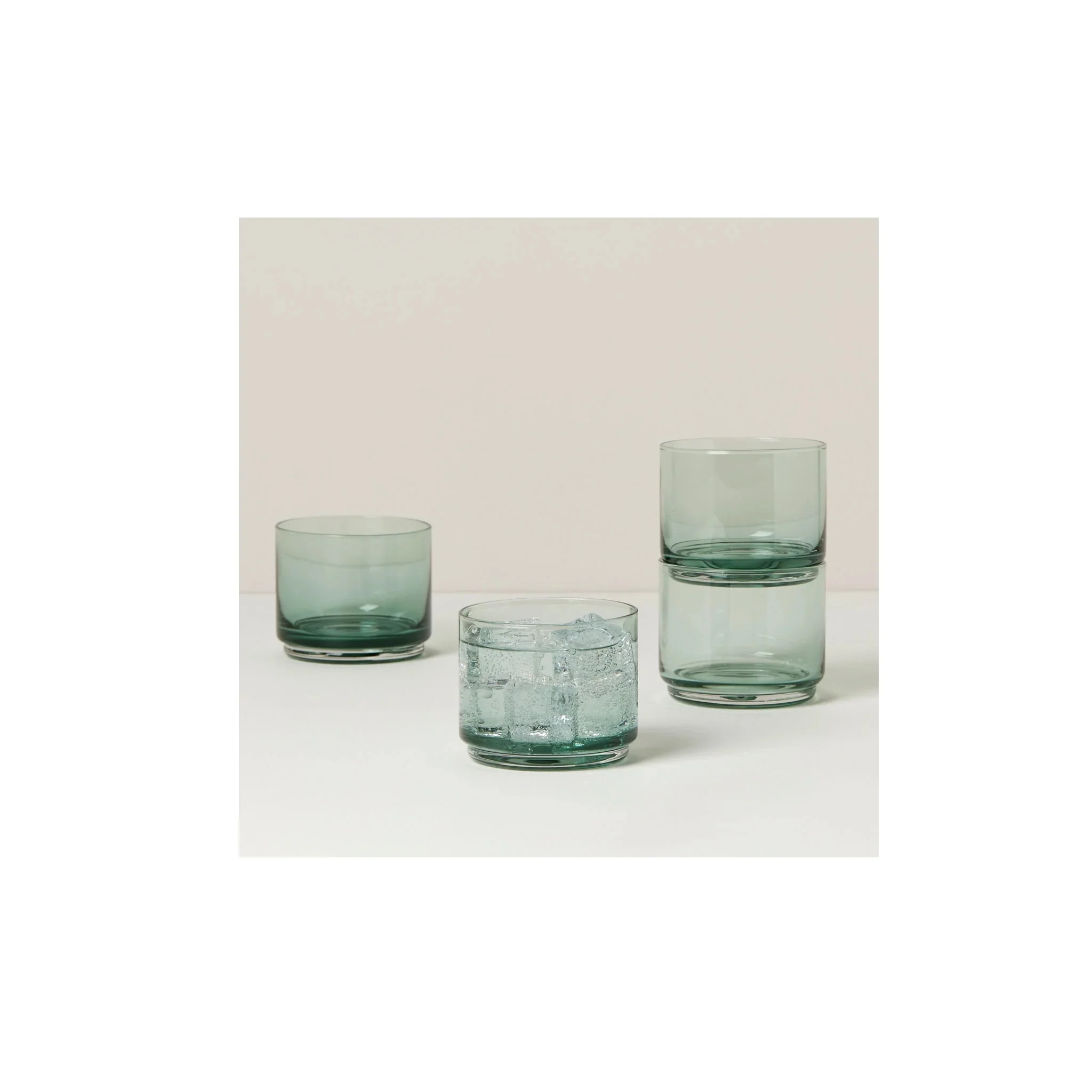 Lenox Tuscany Green Classics Stackable 9 oz Short Glasses (Set of 4)