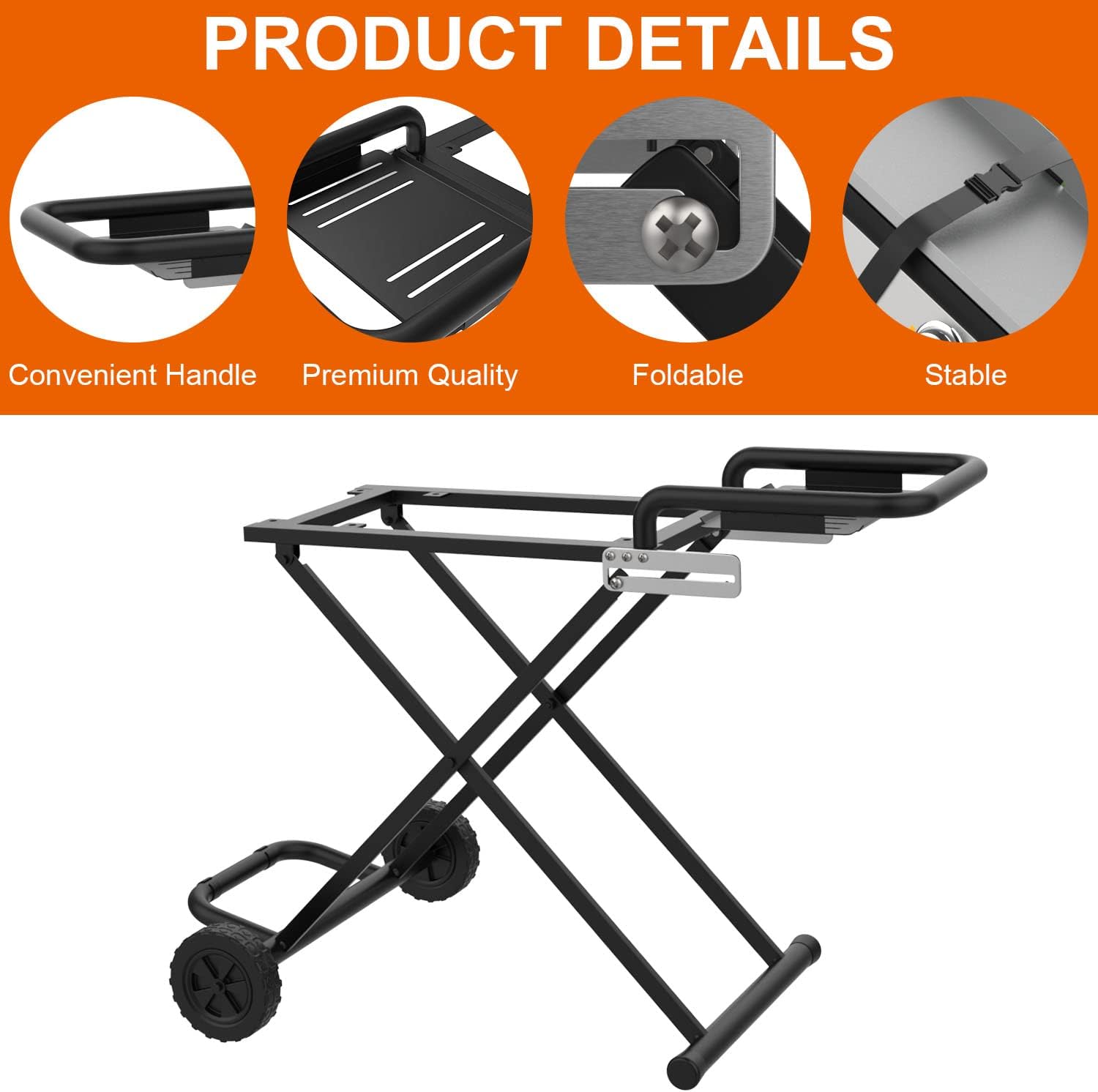 Portable Grill Cart for Blackstone 17 Inch & 22 Inch Table Top Griddles, Folding Cart Griddle Stand with Side Shelf for Blackstone 17