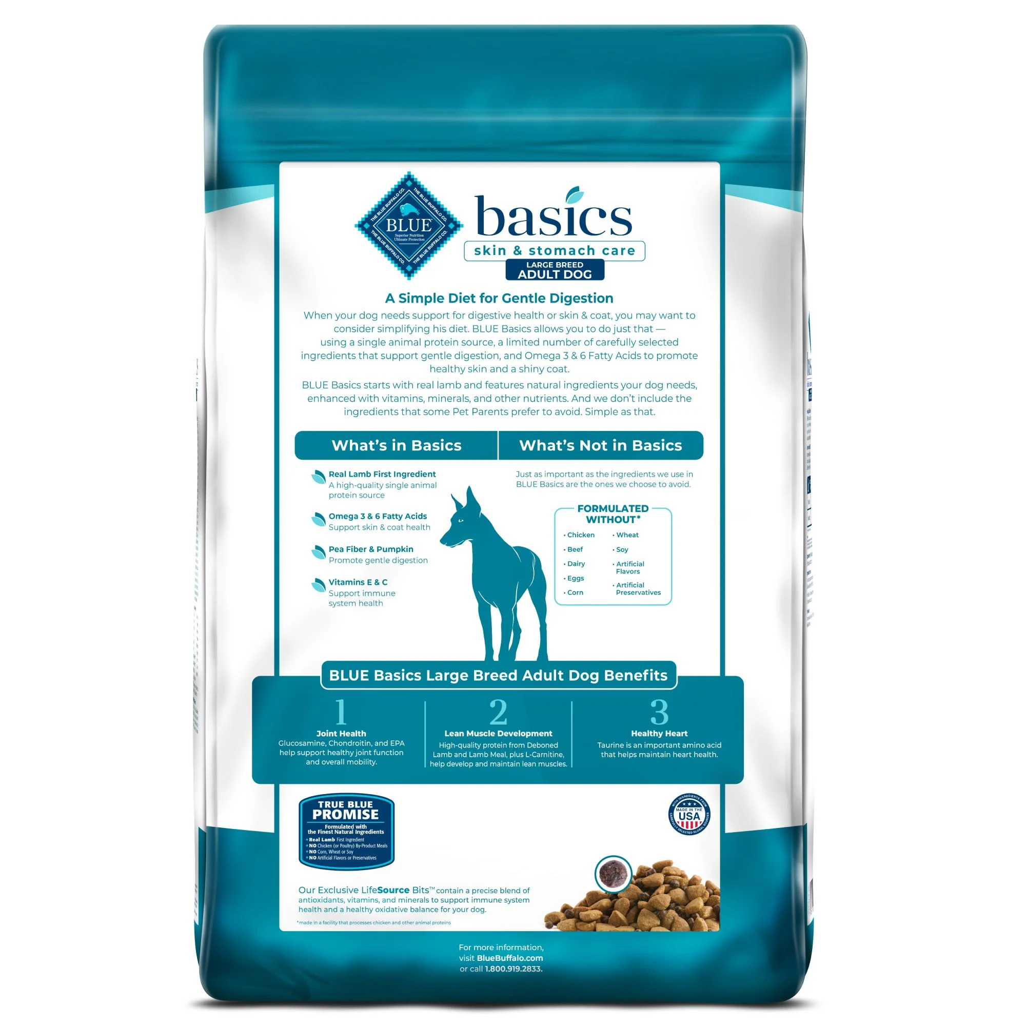 Blue Buffalo Basics Large Breed Grain-Free Dry Dog Food, Lamb & Potato Recipe, 22-lb. Bag