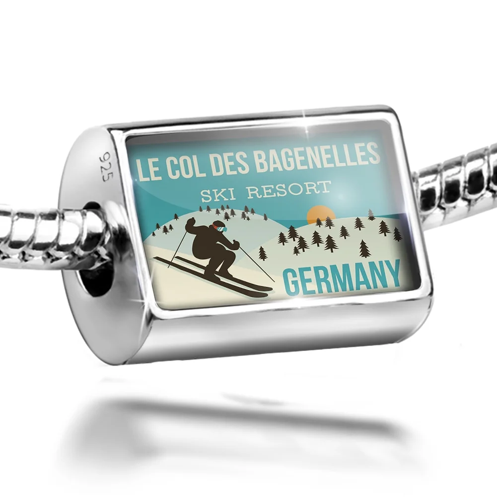Neonblond Charm Le Col des Bagenelles Ski Resort - Germany Ski Resort 925 Sterling Silver Bead