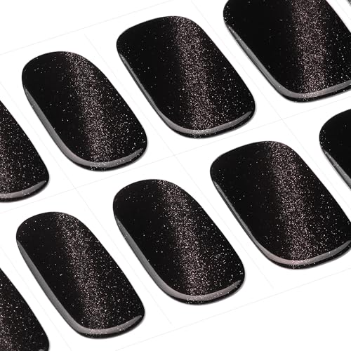 DANNI & TONI Semi Cured Gel Nail Strips Christmas Santa Claus Snowflakes Cat Eye Gel Nail Wraps 28 Stickers | Mistletoe Meow