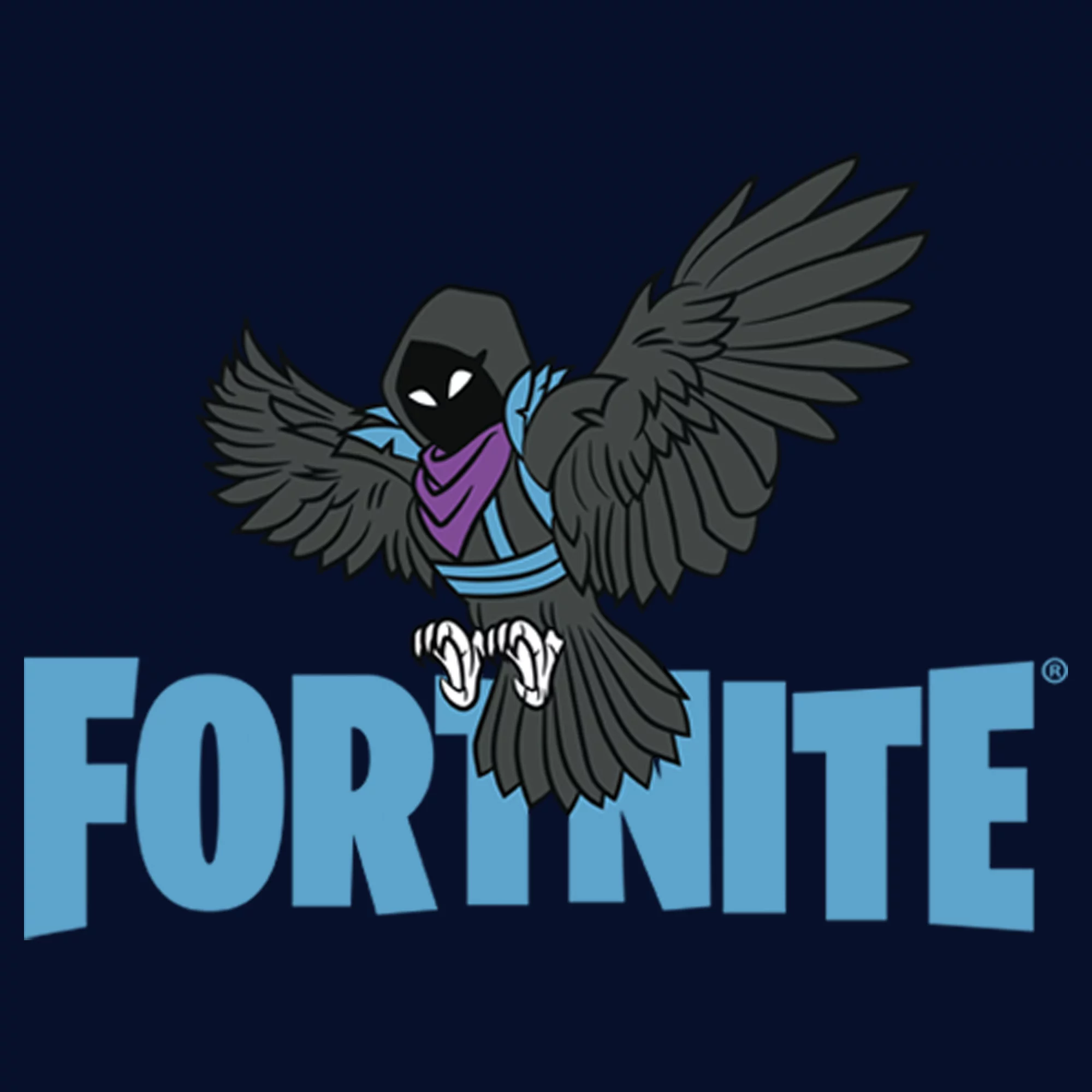 Men's Fortnite Raven Logo  Pull Over Hoodie Navy Blue Medium