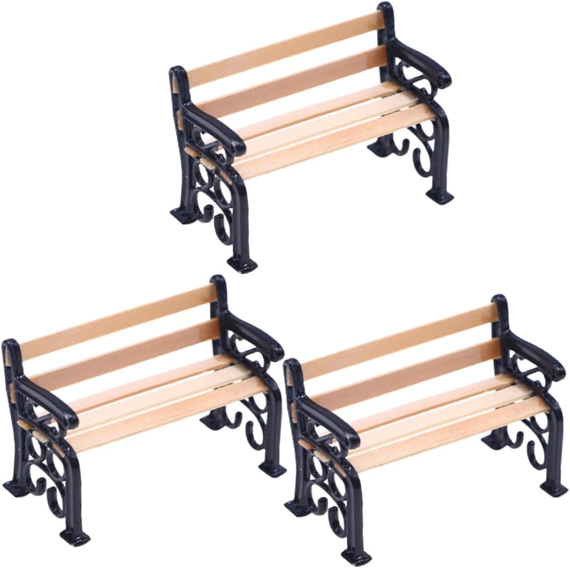 3pcs Mini Park Bench Mini Chair Doll Furniture Mini Round Bench Miniature Furniture and Accessories Garden Miniatures Bench Chair Model Decor Park Chair Miniature Tiny Street Bench