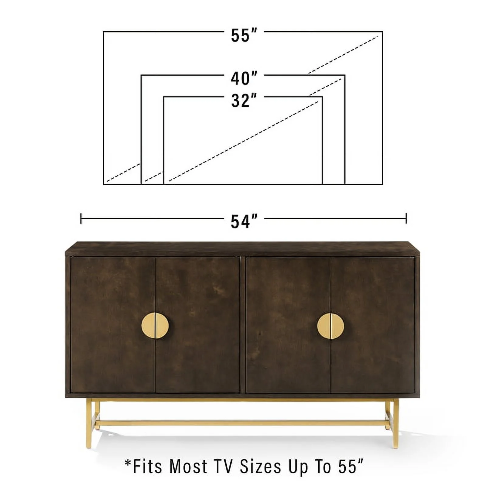 Crosley Furniture Blair Mid-Century Wood/Steel Sideboard in Dark Brown/Gold