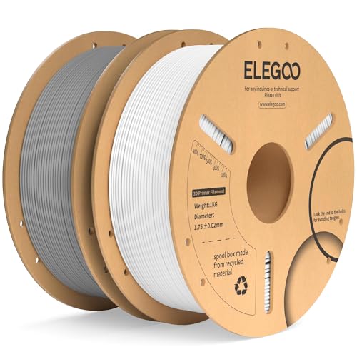 ELEGOO PLA Plus Filament Bundle 10KG, 1.75mm PLA+ Tough 3D Printer Filament Dimensional Accuracy +/- 0.02mm, 1kg Spool(2.2lbs) Black/White/Gray/Red/Yellow/Orange/Dark Blue/Neon Green/Pink/Purple