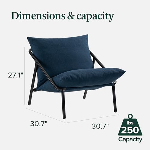 ZINUS Aidan Sling Accent Chair, Metal Framed Armchair with Shredded Foam Cushioning, Black