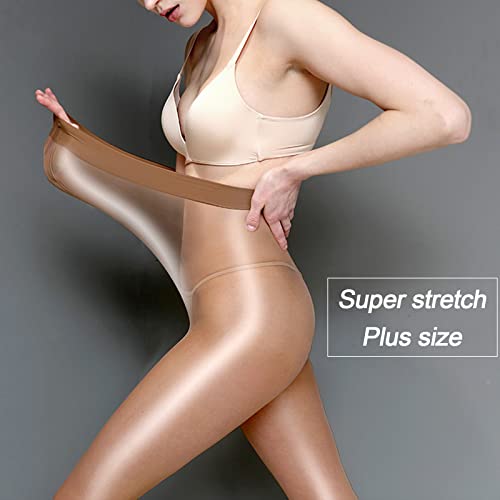 HTRUIYA Women's Oil Shiny Pantyhose High Stretch Dance Slik Tights High Waist Shimmer Pantyhose 60D