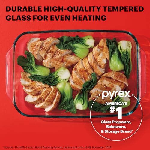Pyrex Easy Grab 2-Qt Glass Baking Dish with Lid, Tempered Glass Baking Dish with Large Handles, Non-Toxic, BPA-Free Lid, Dishwashwer, Microwave, Freezer and Pre-Heated Oven Safe