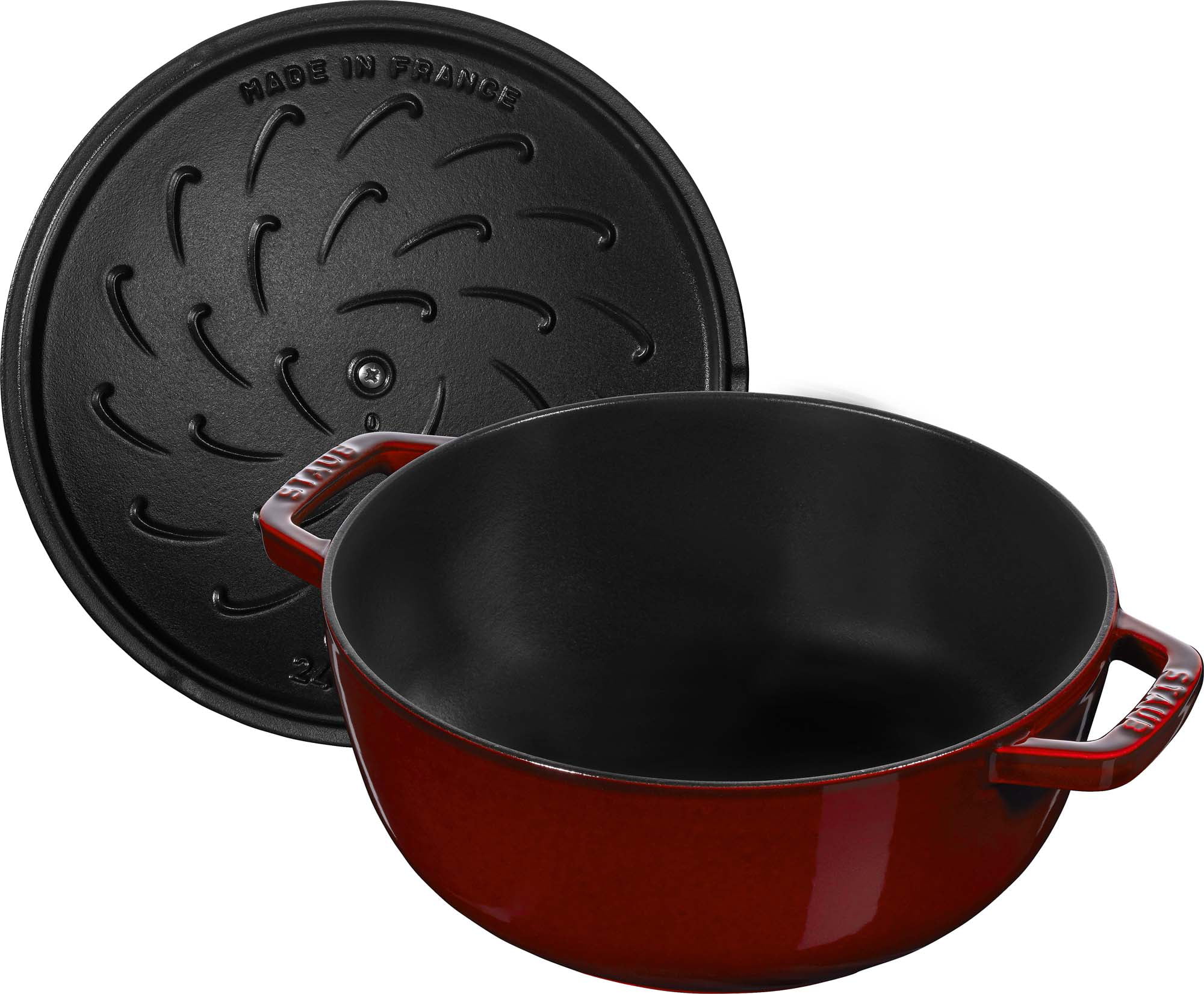 Staub Cast Iron 3.75-qt Essential French Oven with Lilly Lid - Grenadine