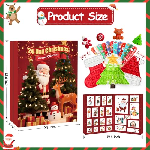 Fidget Advent Calendar 2025,Christmas Countdown Advent Calendars with 24 Days of Surprises Fidget Toys Bulk,Sensory Toy Stocking Stuffer Gifts Xmas Party Favors Surprise Gifts For Boys Girls