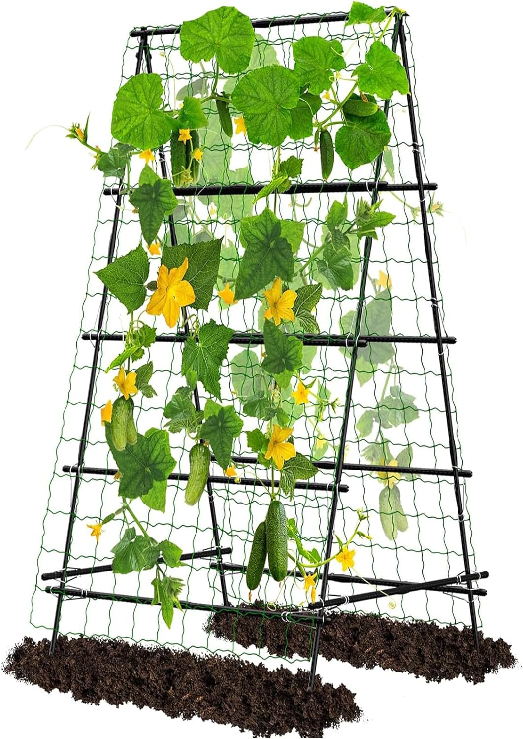 DoCred Cucumber Trellis for Climbing Plants, A-Frame Garden Trellis for Raised Garden Grow Support with Plant Support Clips,Grow Support for Cucumber,Tomato, Climbing Plants and Flowers