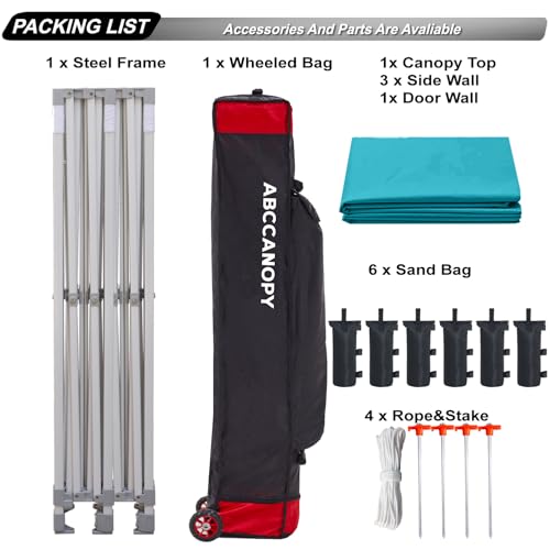 ABCCANOPY Easy Pop Up Canopy Tent with Sidewalls 10x10 Commercial -Series, White