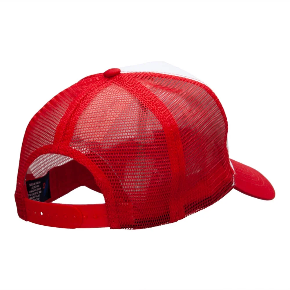 Quirky Patriotic Grill Embroidered PET Spun Mesh Cap - White Red OSFM