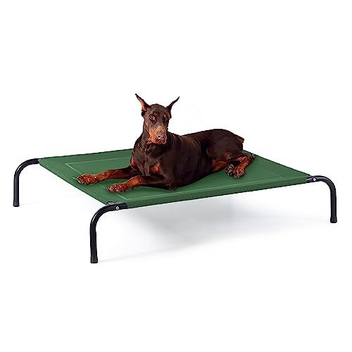 Bedsure Outdoor Elevated Dog Bed Large Sized Dog, Portable Indoor & Outdoor Cooling Raised Cot Pet Hammock Bed with Skid-Resistant Feet, Frame with Breathable Mesh, Grey, 49 inches