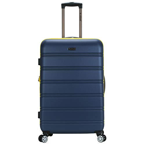 Rockland Melbourne Hardside Expandable Luggage with Spinner Wheels, Blue, Checked Large 28