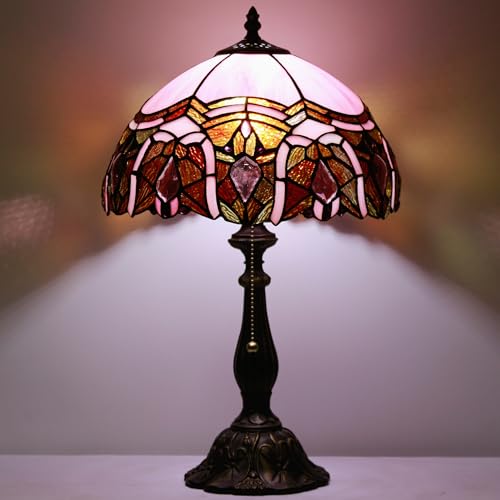 Tiffany Table Lamp Stained Glass Lamp 12X12X19 Inch Antique Reading Light (Sea Blue Pear)